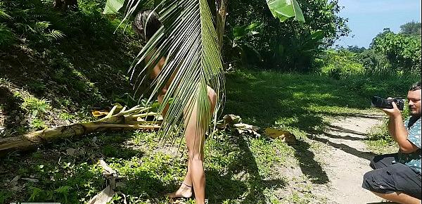  A naked girl is photographed in the wild jungle of the Amazon